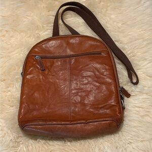 Jack Georges Voyager Convertible Brown Leather Backpack Bag